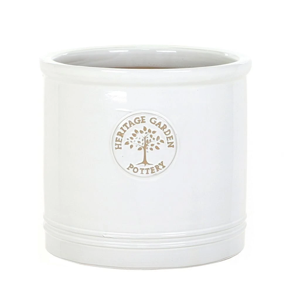 Woodlodge 38cm White / Cream Glazed Heritage Cylinder Pot 6 Woodlodge 38cm White / Cream Glazed Heritage Cylinder Pot - Image 4