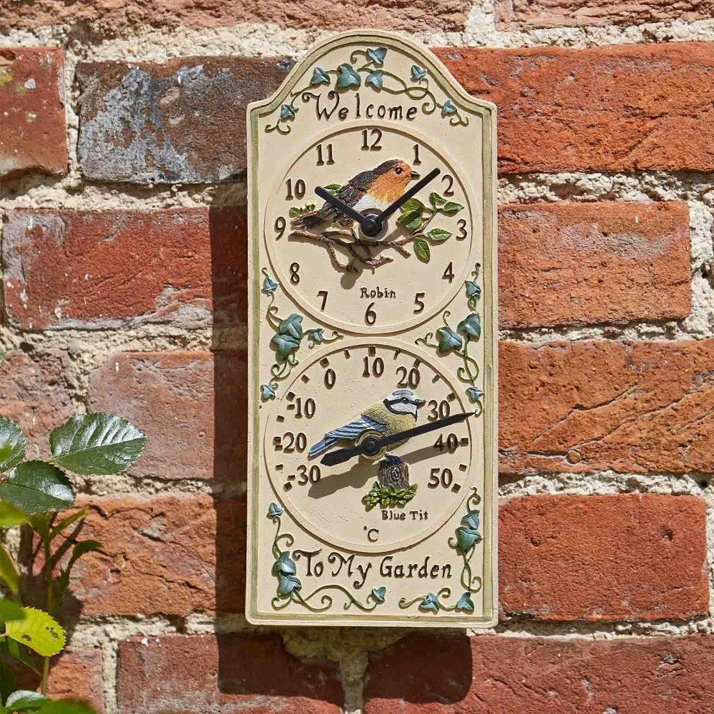 Outside In 28cm Birdberry Wall Clock & Thermometer 4 Outside In 28cm Birdberry Wall Clock & Thermometer - Image 2