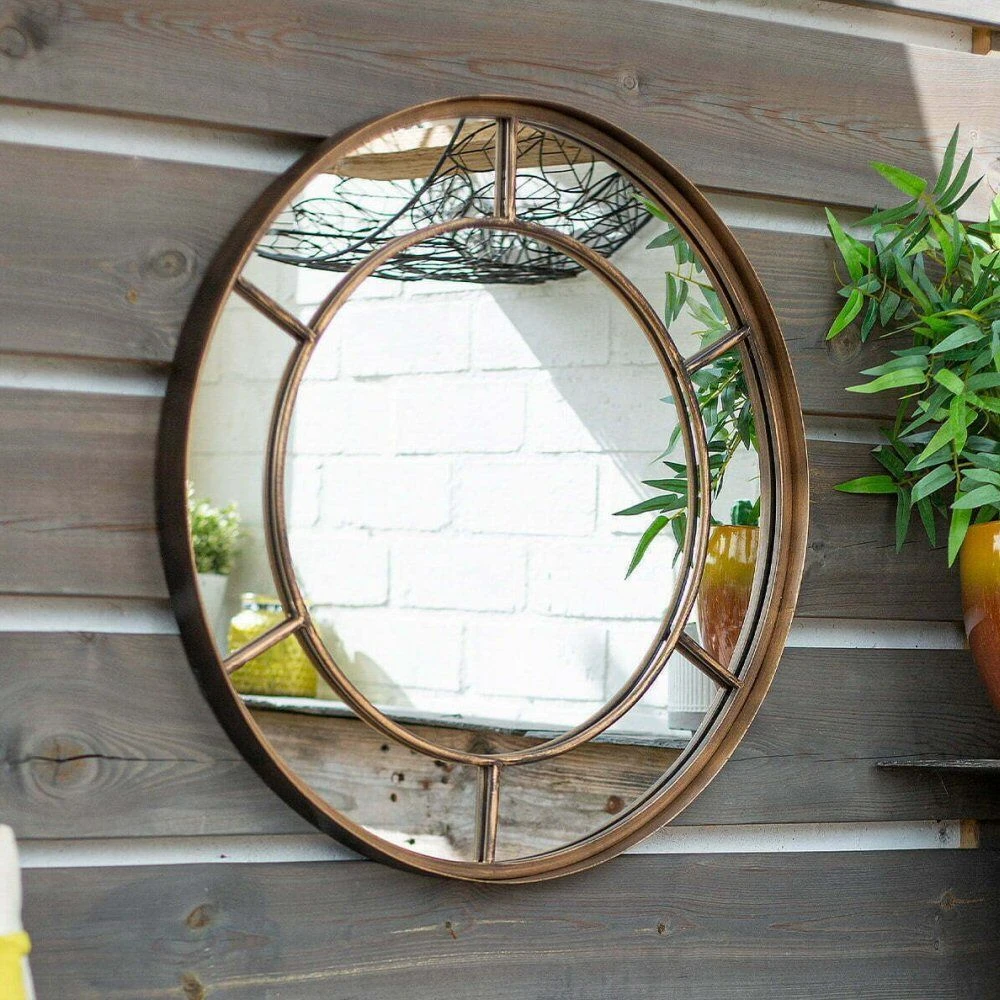 La Hacienda 60cm Valencia Round Steel Indoor/Outdoor Mirror 4 La Hacienda 60cm Valencia Round Steel Indoor/Outdoor Mirror - Image 2